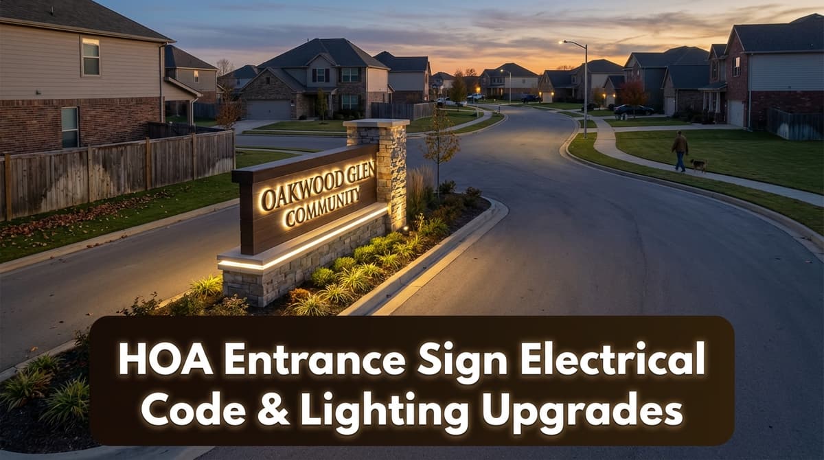 Featured post - HOA Entrance Sign Electrical Code & Lighting Upgrades
