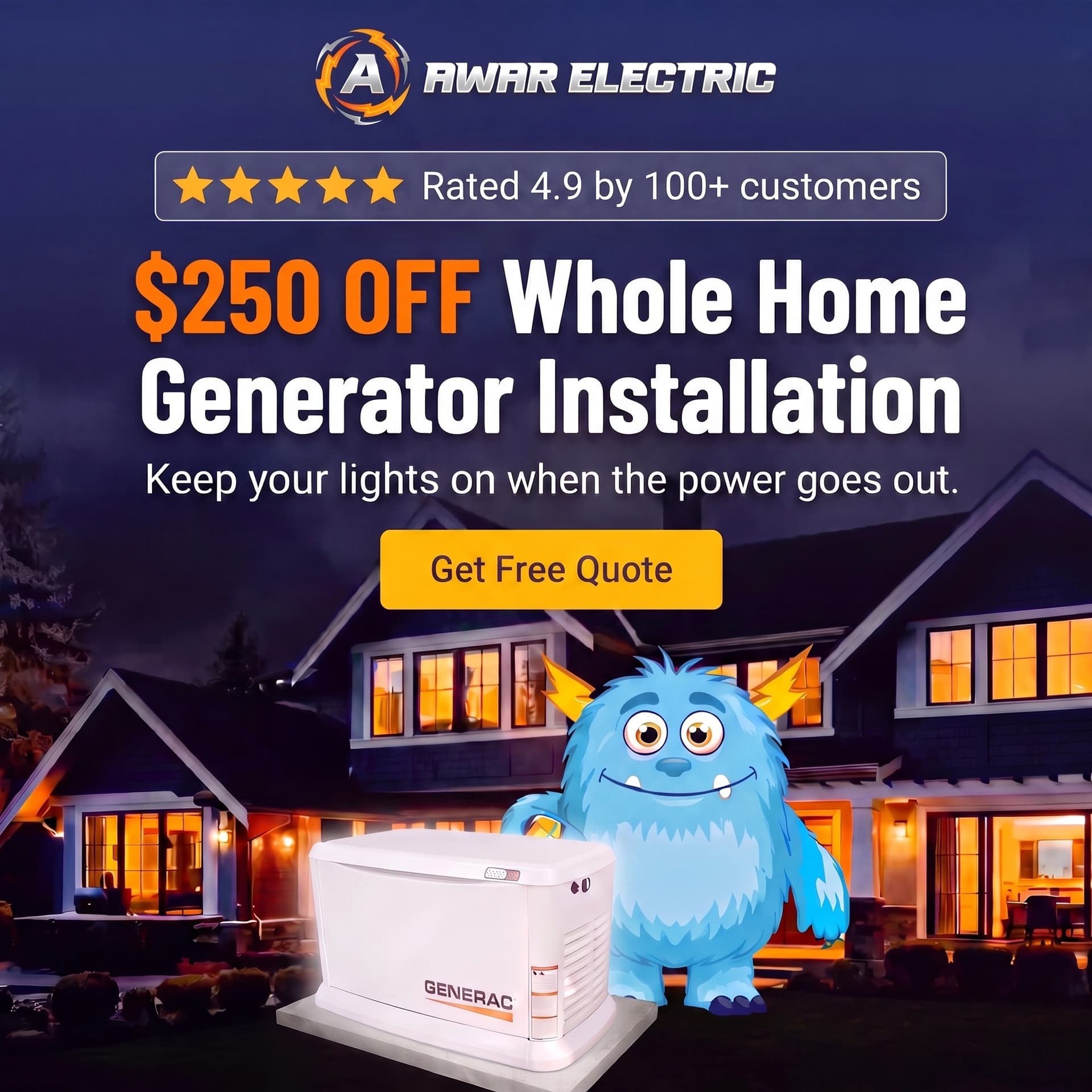 $250 Off Whole Home Generator Installation - Limited Time image